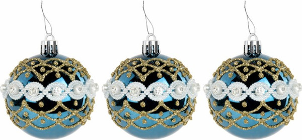 Изображение товара Набор шаров новогодних Золотая сказка 592176 (12шт, бирюзовый/золотой)