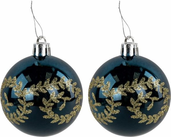 Изображение товара Набор шаров новогодних Золотая сказка 592177 (9шт, бирюзовый/золотой)