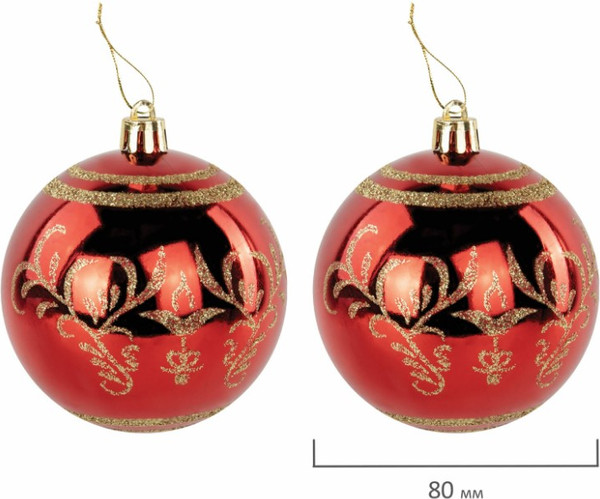 Изображение товара Набор шаров новогодних Золотая сказка 592168 (30шт, красный/золотой)