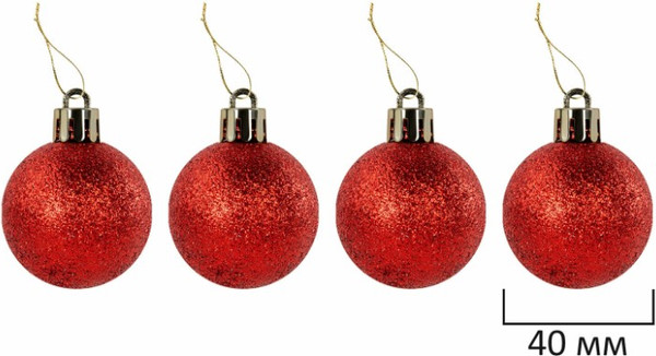 Изображение товара Набор шаров новогодних Золотая сказка 592168 (30шт, красный/золотой)