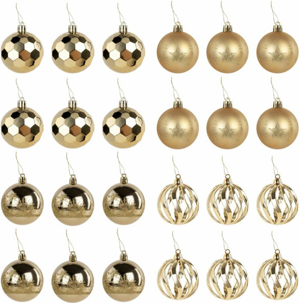 Изображение товара Набор шаров новогодних Золотая сказка 592170 (24шт, золотой)