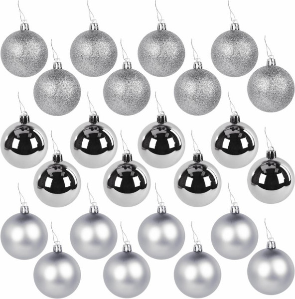 Изображение товара Набор шаров новогодних Золотая сказка 592161 (24шт, серебристый)