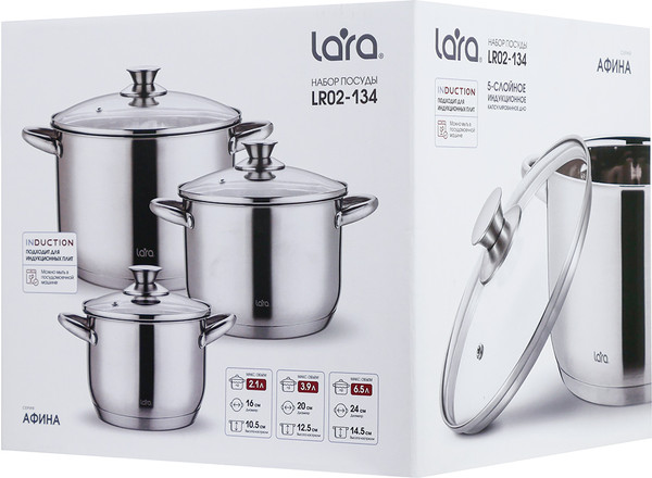 Изображение товара Набор кастрюль Lara Афина LR02-134