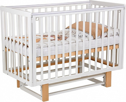 Изображение товара Детская кроватка Polini Kids Simple 341 с маятником / 0003167-17 (белый/натуральный)