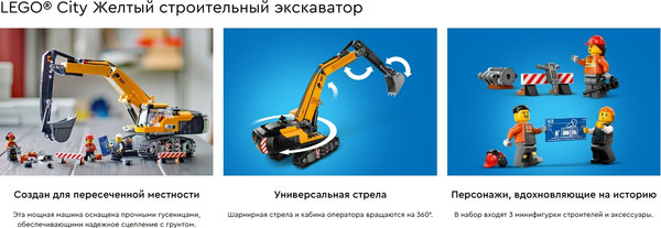Изображение товара Конструктор Lego City Желтый экскаватор 60420