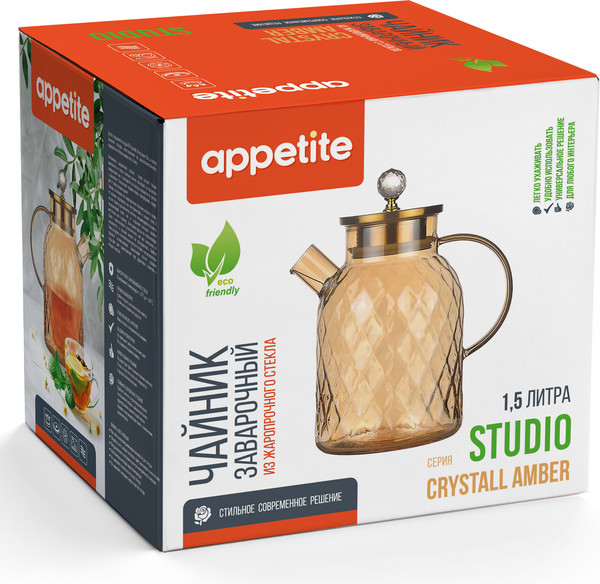 Изображение товара Заварочный чайник Appetite Crystall Amber Studio BMT1500-AM