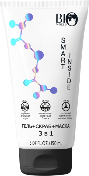 Изображение товара Гель для умывания Bio World Гель+Скраб+Маска 3в1 для проблемной и склонной к жирности кожи (150мл)