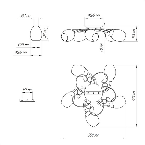 Изображение товара Люстра Элетех Сюита НПБ 01-5x60-115 Е14 / 1005405442