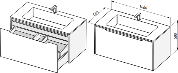 Изображение товара Тумба под умывальник Salini Smile 100 / S1000T (серо-коричневый)