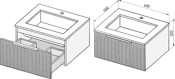 Изображение товара Тумба под умывальник Salini Touch V 60 / T600V1G (серо-коричневый)