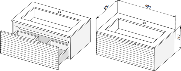 Изображение товара Тумба под умывальник Salini Touch Н 80 / T800H1T (серо-коричневый)