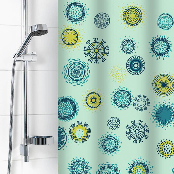 Изображение товара Шторка-занавеска для ванны V-line Одуванчики 180x180 (зеленый)