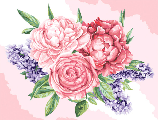 Изображение товара Картина по номерам Три совы Розы и сирень / КК_53786