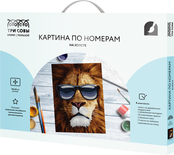 Изображение товара Картина по номерам Три совы Модный лев / КХ3040_53831