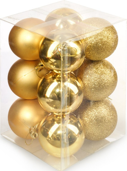 Изображение товара Набор шаров новогодних Ausini HE20248-63-3 (золото, 12шт)