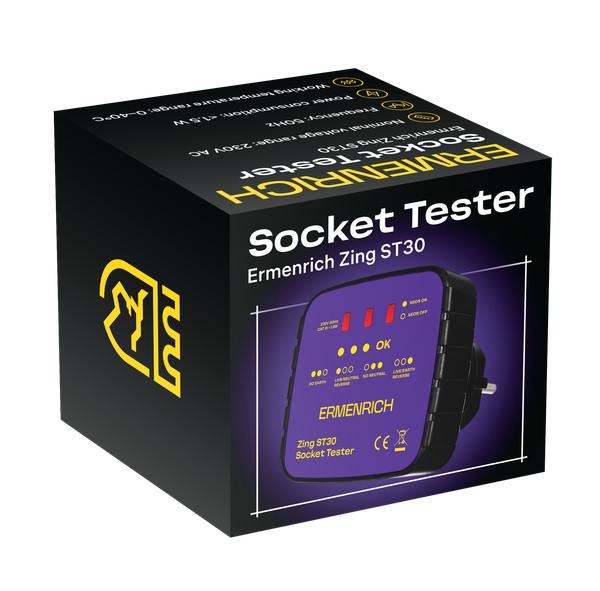 Изображение товара Тестер розетки Ermenrich Zing ST30 / 83818 (фиолетовый)