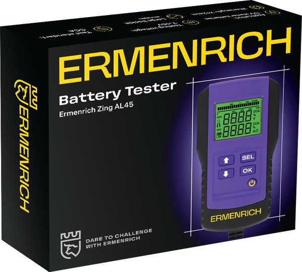 Изображение товара Тестер аккумуляторной батареи Ermenrich Zing AL45 / 83822 (фиолетовый)
