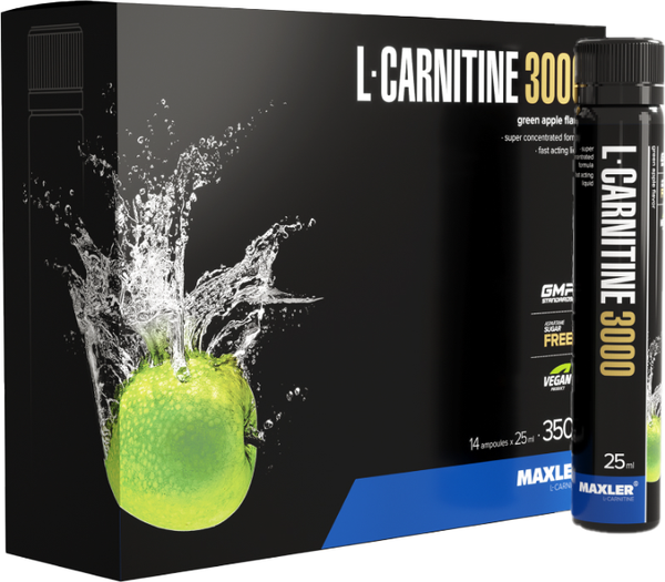 Изображение товара L-карнитин Maxler 3000 со вкусом яблока (14x25мл)