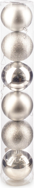 Изображение товара Набор шаров новогодних Ausini HE20248-68-1 (серебристый, 6шт)