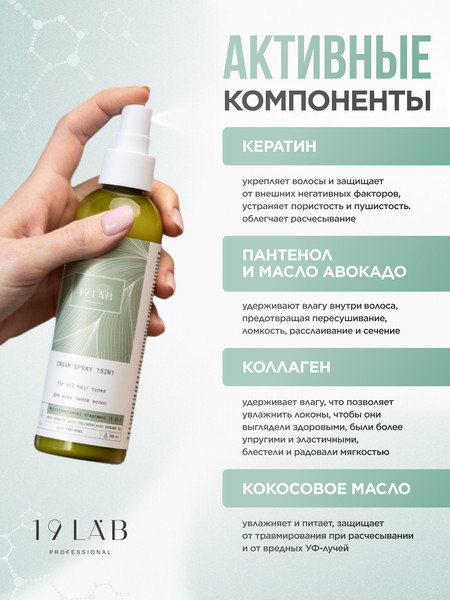 Изображение товара Спрей для волос 19 LAB Несмываемый 15в1 Крем-спрей (200мл)