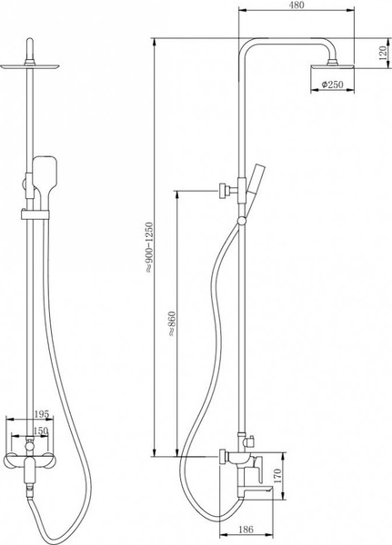 Изображение товара Душевая система со смесителем Abber Weiss Insel AF8016N (хром)