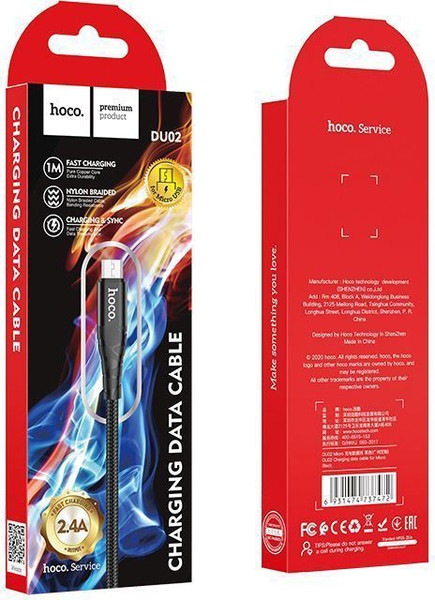 Изображение товара Кабель Hoco DU02 Micro (1м, черный)