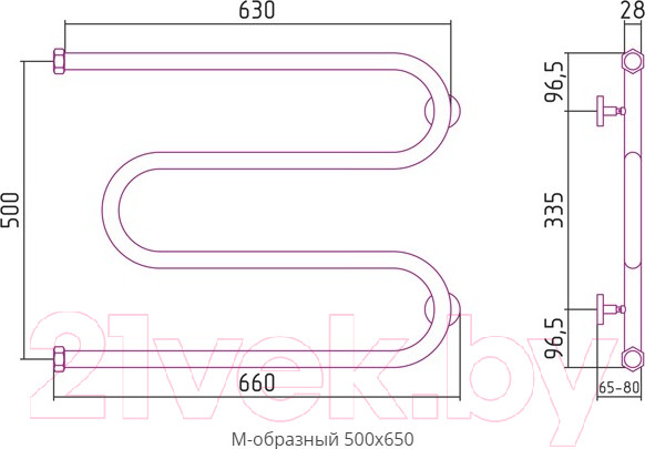 Изображение товара Полотенцесушитель водяной Сунержа М-образный + 50x65 / 00-4007-5065