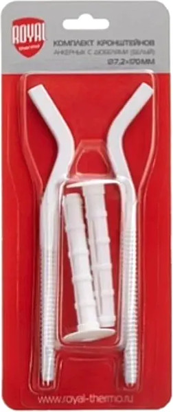 Изображение товара Монтажный комплект для радиатора Royal Thermo Плоские кронштейны с дюбелями 7.2x170мм (2шт, белый)