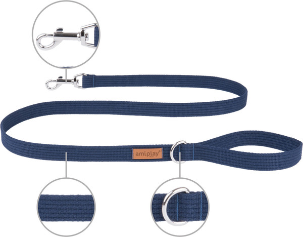 Изображение товара Поводок Ami Play 140x3см (XL, темно-синий)
