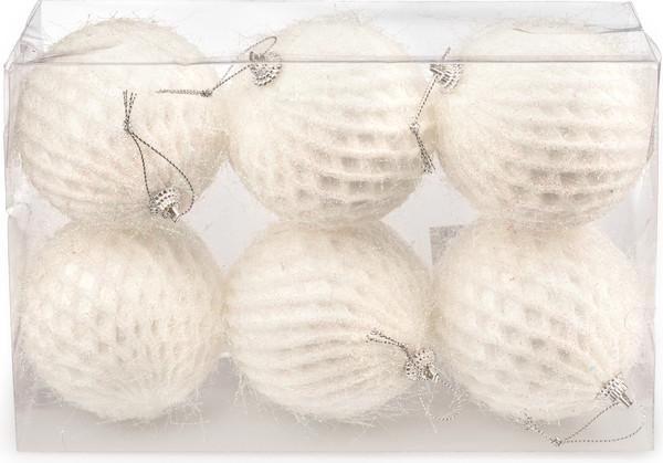 Изображение товара Набор шаров новогодних Ausini M87-11 (белый, 6шт)