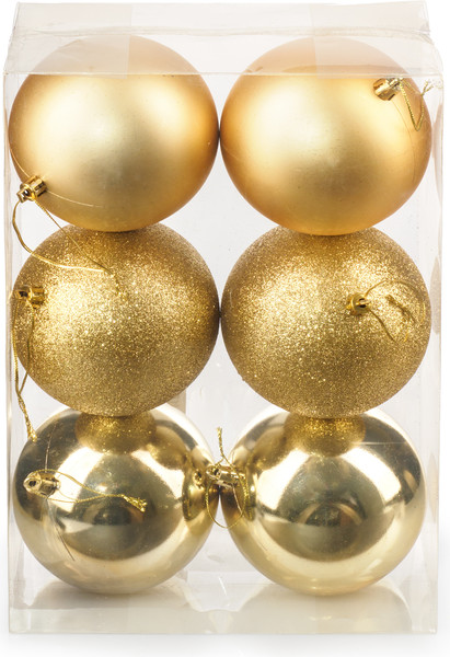 Изображение товара Набор шаров новогодних Ausini HE20248-71-3 (золото, 6шт)