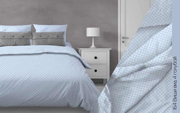 Изображение товара Комплект постельного белья Бояртекс №164 Виши Вид 4 Евро (бязь, голубой)