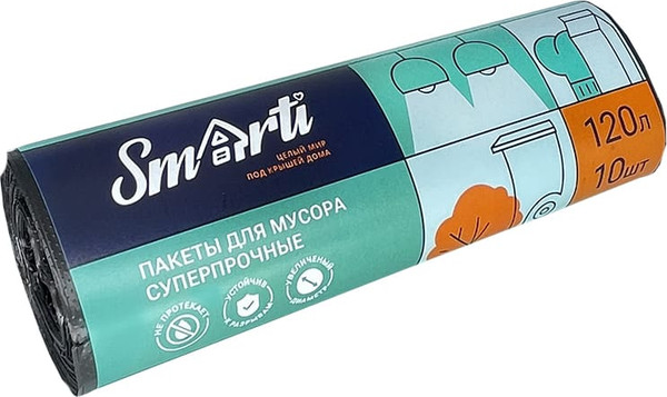 Изображение товара Пакеты для мусора Smarti 120л (10шт)
