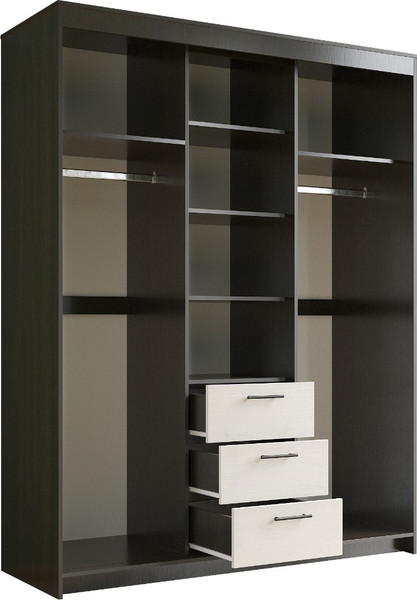 Изображение товара Шкаф Евва Престиж Без зеркал / ПР-4D2Z3S (венге/дуб шамони светлый)