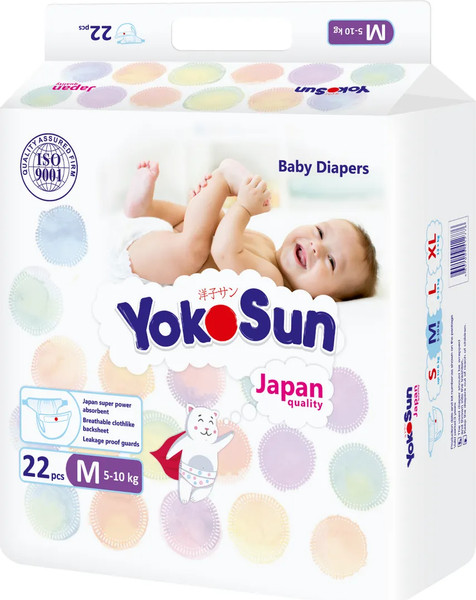 Изображение товара Подгузники детские YokoSun На липучках М 5-10кг (22шт)
