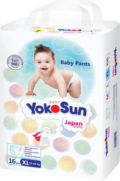 Изображение товара Подгузники-трусики детские YokoSun XL 12-20кг (16шт)