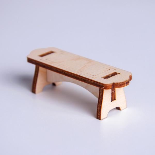 Изображение товара Комплект аксессуаров для кукольного домика Лесная мастерская Кровать с лавочкой / 4276122