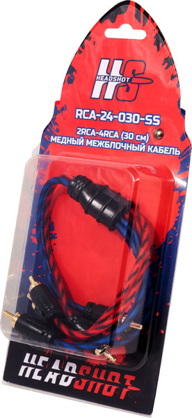 Изображение товара Межблочный кабель для автоакустики Kicx Headshot RCA-24-030-SS (0.3м)