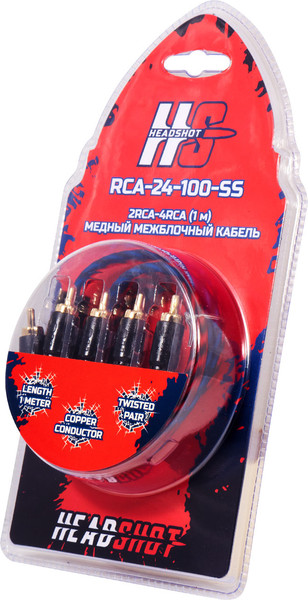 Изображение товара Межблочный кабель для автоакустики Kicx Headshot RCA-24-100-SS (1м)