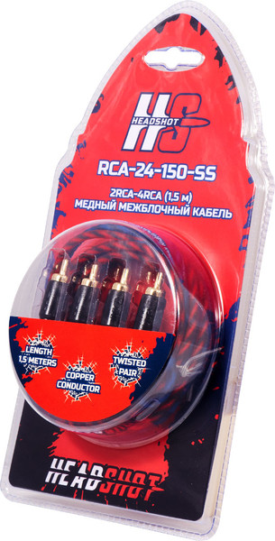 Изображение товара Межблочный кабель для автоакустики Kicx Headshot RCA-24-150-SS (1.5м)