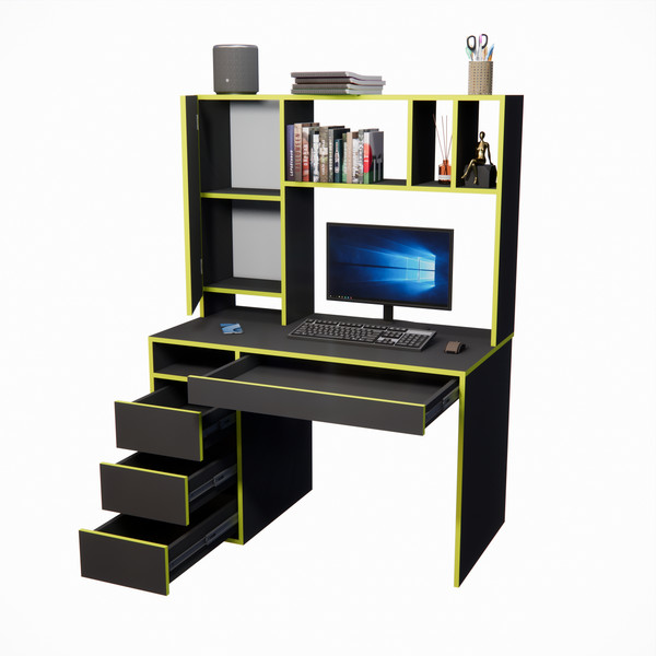 Изображение товара Письменный стол ВерсоМебель СП-3 Премиум 1610x1200-626 (антрацит/зеленый)