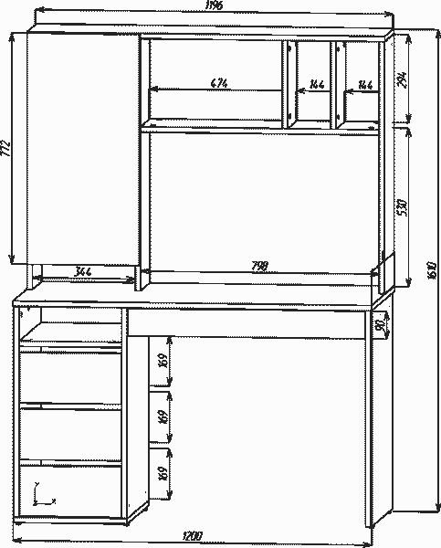 Изображение товара Письменный стол ВерсоМебель СП-3 Премиум 1610x1200-626 (антрацит/зеленый)