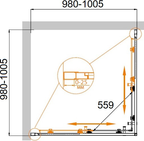 Изображение товара Душевой уголок Cezares Molveno-A-2-100-C-Boro-IV