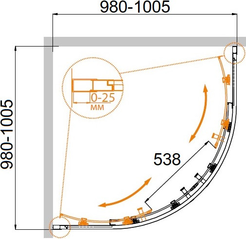 Изображение товара Душевой уголок Cezares Molveno-R-2-100-C-Boro-IV