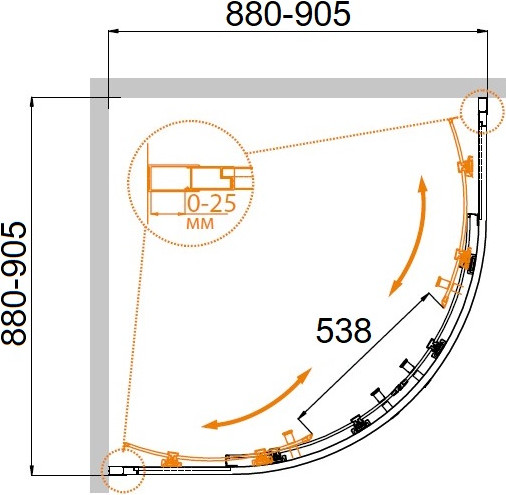 Изображение товара Душевой уголок Cezares Molveno-R-2-90-C-Boro-IV