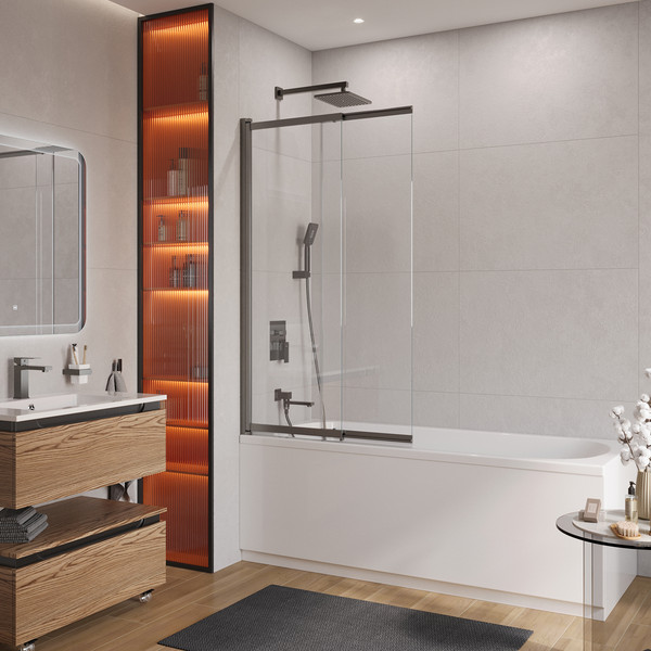 Изображение товара Стеклянная шторка для ванны Cezares SLIDER-VF-11-90/150-C-GM