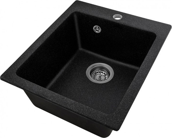 Изображение товара Мойка кухонная Saniteco Silva (черный с сифоном)