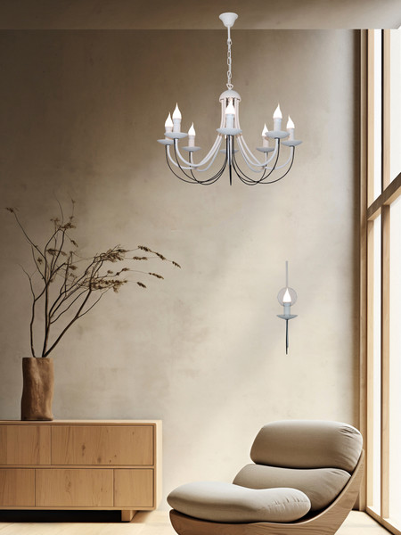 Изображение товара Люстра Элетех Астра НСБ 01-8x60-108 Е14 / 1005405423 (281 белый муар/черный муар)