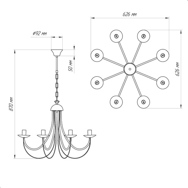 Изображение товара Люстра Элетех Астра НСБ 01-8x60-108 Е14 / 1005405423 (281 белый муар/черный муар)