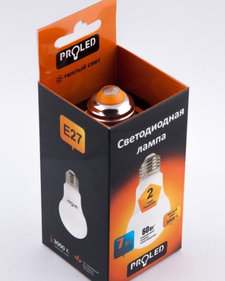 Изображение товара Лампа Proled A60-7W/3000K/E27